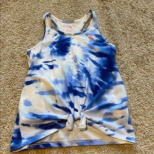 Abercrombie Kids White and Blue Tie-Dye Tank Top